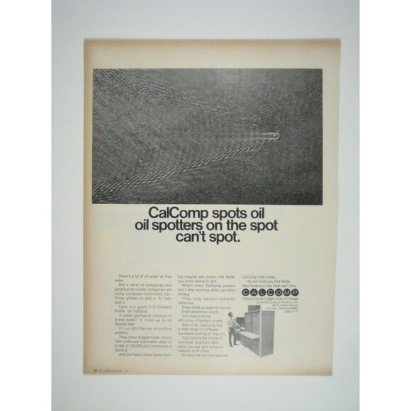 CalComp Computer Flat Bed Plotter Advertisement Print AD Vintage 1960 - Picture 1 of 2